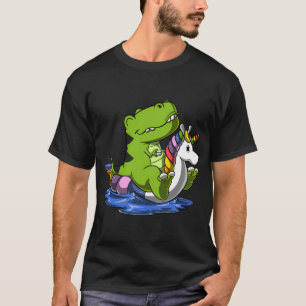 T-Rex-Dinosaur auf Einhorn-Schwimmfloss T-Shirt