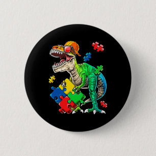 T Rex Dinosaur Autismus Bewusstsein Puzzle Piece G Button
