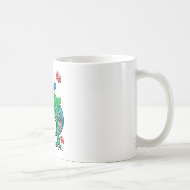 T Rex Dinosaur Autismus Bewusstsein Puzzle Piece G Kaffeetasse (Rechts)