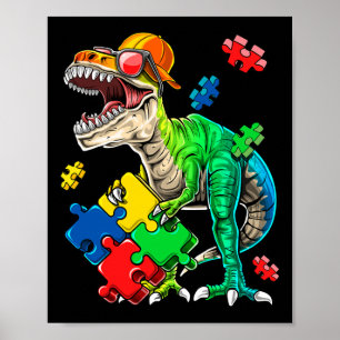 T Rex Dinosaur Autismus Bewusstsein Puzzle Piece G Poster
