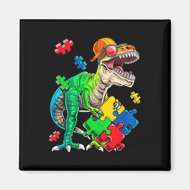 T Rex Dinosaur Autismus Sensibilisierung Puzzle Pi Magnet (Vorne)