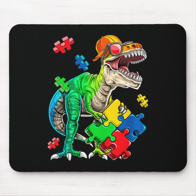 T Rex Dinosaur Autismus Sensibilisierung Puzzle Pi Mousepad (Vorne)