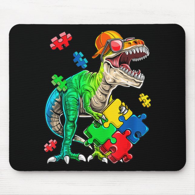 T Rex Dinosaur Autismus Sensibilisierung Puzzle Pi Mousepad (Vorne)