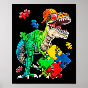 T Rex Dinosaur Autismus Sensibilisierung Puzzle Pi Poster