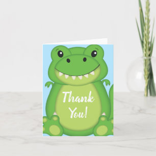 T-Rex Dinosaur Babydusche blau Dankeskarte