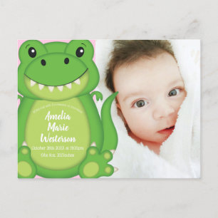 T-Rex Dinosaur Babydusche Pink Postkarte