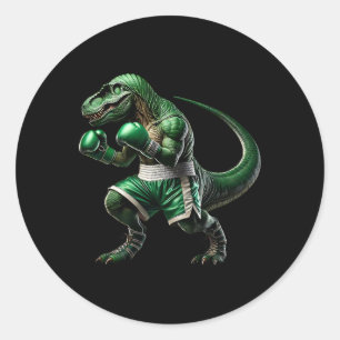 T-Rex Dinosaur beim Boxen Boxer Kampfsport  Runder Aufkleber