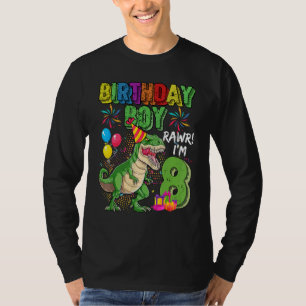 T Rex Dinosaur Birthday Boy Rawr Im 8. Lebensjahr T-Shirt