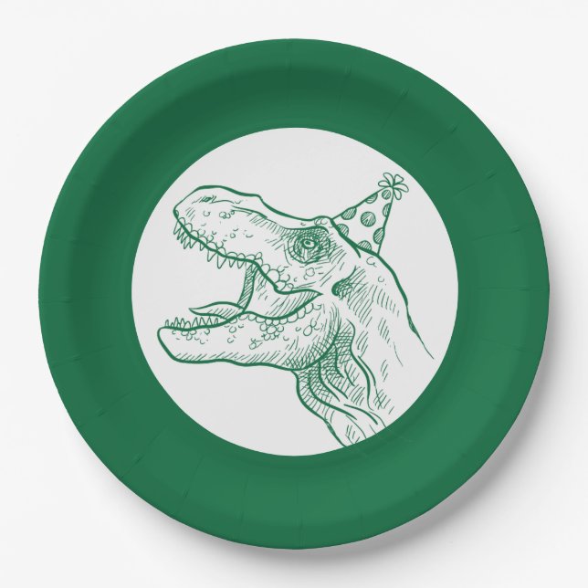 T-Rex Dinosaur Birthday Pappteller (Vorderseite)