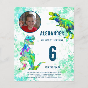 T Rex Dinosaur Birthday Party Foto Budget Flyer