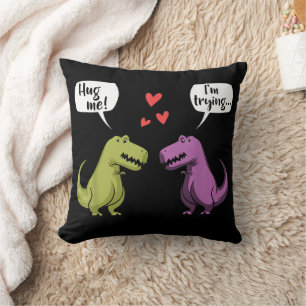 T-Rex Dinosaur Couple Hug Me Valentinstag Funny Kissen