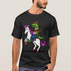 T-Rex Dinosaur Cowboy reitet auf Einhorn T-Shirt