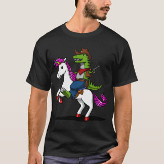 T-Rex Dinosaur Cowboy reitet auf Einhorn T-Shirt