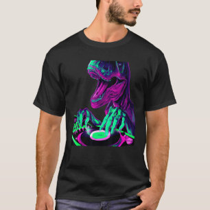 T Rex Dinosaur DJ Record Techno Music Tyrannosauru T-Shirt