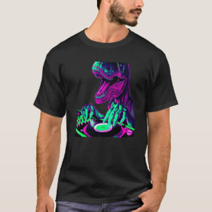 T Rex Dinosaur DJ Schallplatte Techno Musik Tyrann T-Shirt