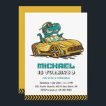 T-Rex Dinosaur Drive Yellow Car Kids Jungs Geburts Einladung<br><div class="desc">Niedliches Design für Kinder,  Jungen oder Mädchen,  die Sportwagen,  Rennwagen,  Rennspiele,  Dinosaurier und T-rex Liebe. Ideal für Race Car Thema Geburtstagsparty. Sie können die Formulierung an andere Gelegenheiten anpassen.</div>