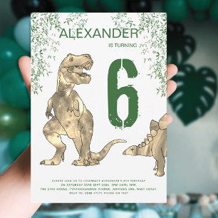 T-Rex Dinosaur Dschungel 6. Geburtstagsfeier Einladung