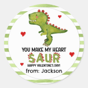T-Rex Dinosaur Du Lässt Mein Herz Saur Zum Valenti Runder Aufkleber