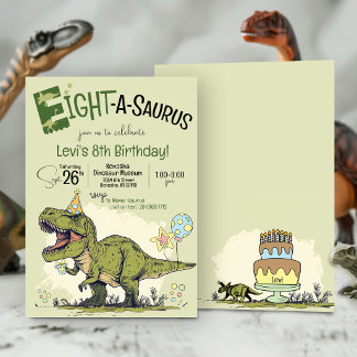 T-Rex Dinosaur Eight-A-Saurus 8th Birthday Party Einladung