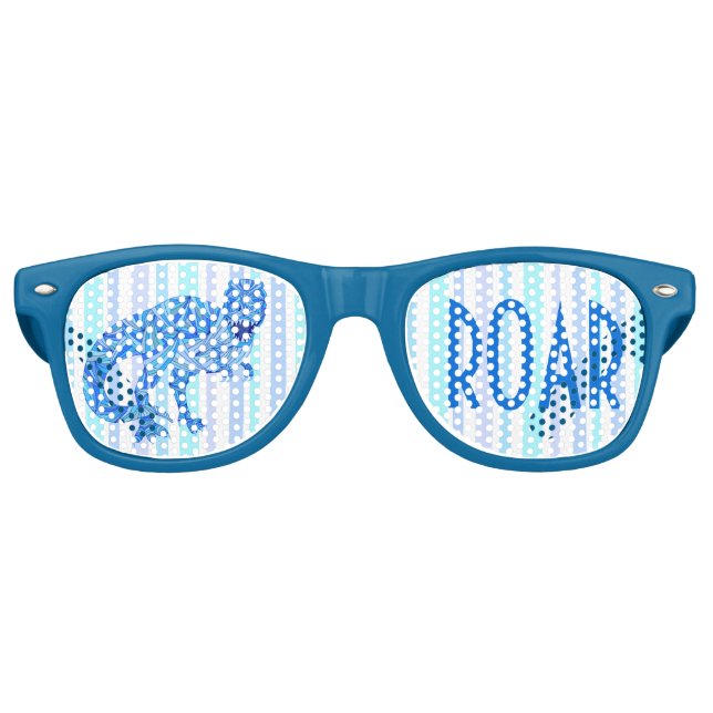 T-Rex Dinosaur farbenfrohe prähistorische Streifen Partybrille (Vorderseite)