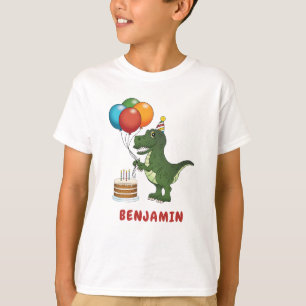 T-Rex-Dinosaur Farbige Luftballons Geburtstagsname T-Shirt