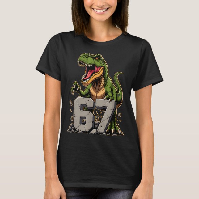 T-rex Dinosaur Funny Six Seven Meme Cool Tyrannosa T-Shirt (Vorderseite)