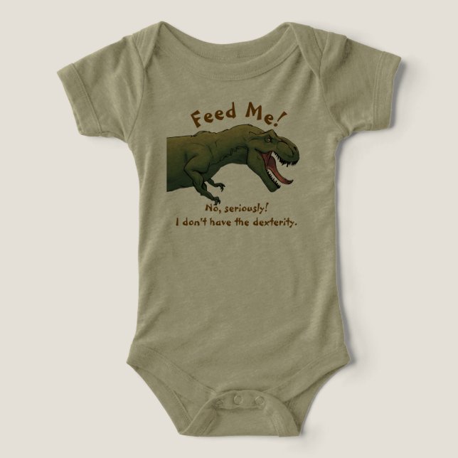 T-Rex Dinosaur Fütterte mir Baby Outfit 1 Stück (Design Vorderseite)