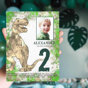 T-Rex Dinosaur Geburtstagsfeier Budget Einladungspostkarte