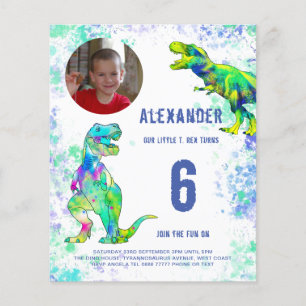 T Rex Dinosaur Geburtstagsfeier Foto Budget Flyer