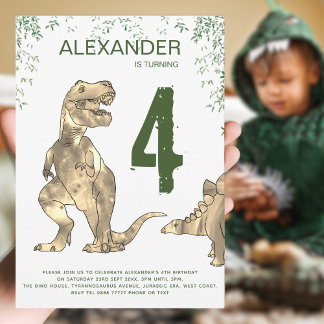 T-Rex Dinosaur Geburtstagsparty Einladung