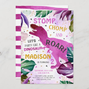 T Rex Dinosaur Girl Birthday Einladung