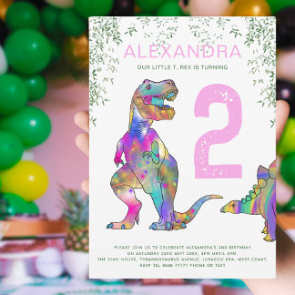 T-Rex Dinosaur Girls Geburtstagsparty Einladung