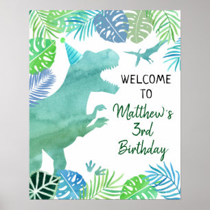 T-Rex Dinosaur Greenery Geburtstag Willkommen Poster
