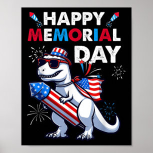 T Rex Dinosaur Happy Memorial Day 4. Juli Amer Poster