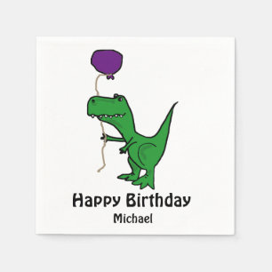 T-rex Dinosaur Holding Ballon Papier Napkins Serviette