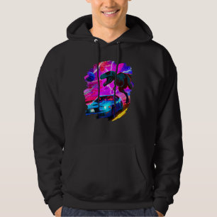 T Rex Dinosaur Jagen Sportwagen im Weltraum Tyrann Hoodie