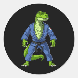 T-Rex Dinosaur Jiu-Jitsu Judo Ninja Kampfsport K Runder Aufkleber