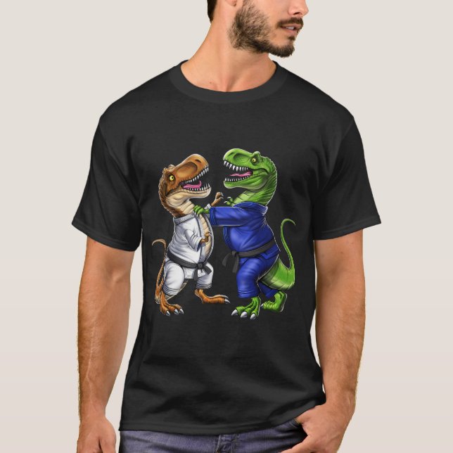 T-Rex-Dinosaur-Jiu-Jitsu-Ringer T-Shirt (Vorderseite)