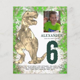 T Rex Dinosaur Jungle Geburtstagsparty Foto Budget Flyer