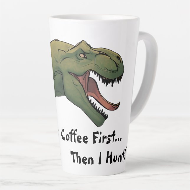 T-Rex Dinosaur Kaffee zuerst dann jagen ich Milchtasse (Rechte Ecke)