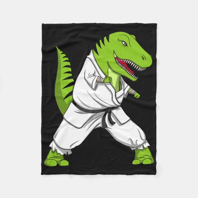 T-Rex Dinosaur Karate Kickboxen Kampfsport Jiu- Fleecedecke (Vorderseite)
