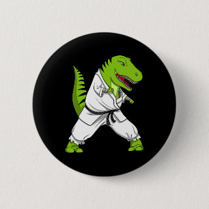 T-rex Dinosaur Karate Kickboxing Martial Arts Jiu- Button