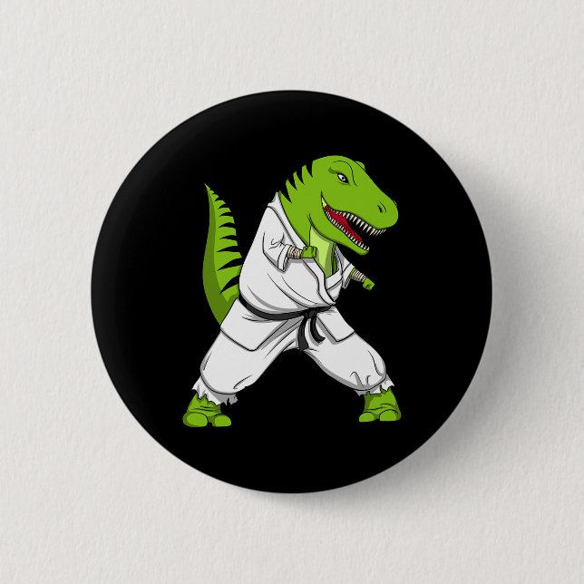 T-rex Dinosaur Karate Kickboxing Martial Arts Jiu- Button (Vorderseite)