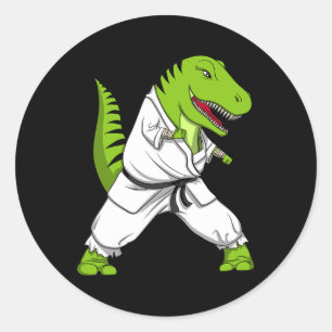 T-rex Dinosaur Karate Kickboxing Martial Arts Jiu- Runder Aufkleber