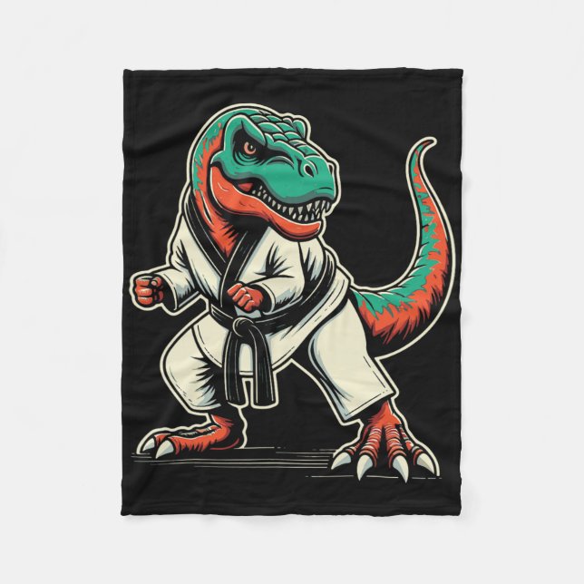 T-rex Dinosaur Karate Taekwondo Kampfkunst Fleecedecke (Vorderseite)