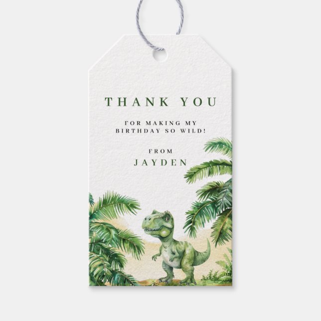 T-Rex Dinosaur-Kindergeburtstag Geschenkanhänger (Vorderseite)