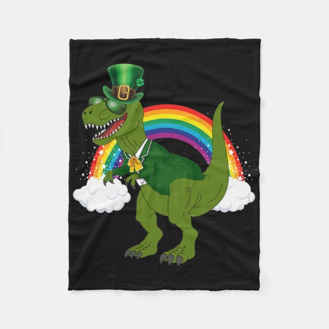 T-Rex Dinosaur Kobold Regenbogen St. Patrick's Day Fleecedecke (Vorderseite)