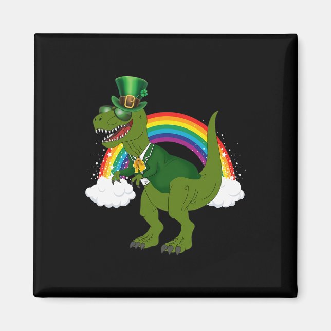 T-Rex Dinosaur Kobold Regenbogen St. Patrick's Day Magnet (Vorne)