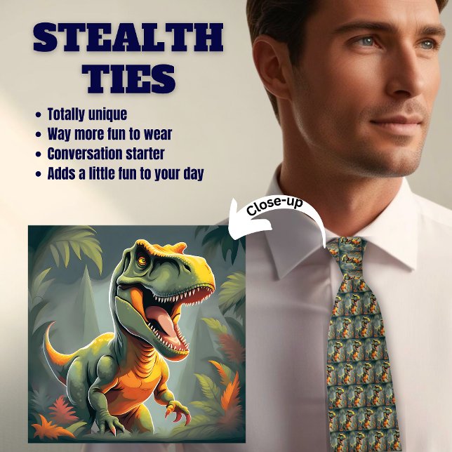 T Rex Dinosaur Lover's Gray Neck Tie Krawatte (Von Creator hochgeladen)