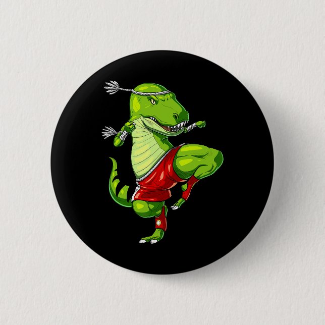T-Rex Dinosaur Muay Thai Boxen Karate Kampfsport Button (Vorderseite)